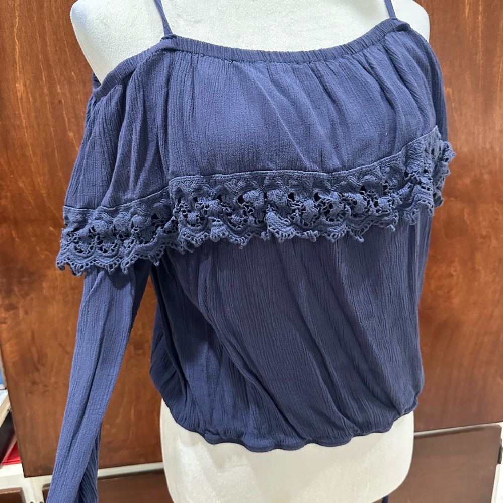 Women's Blue Off-Shoulder Top